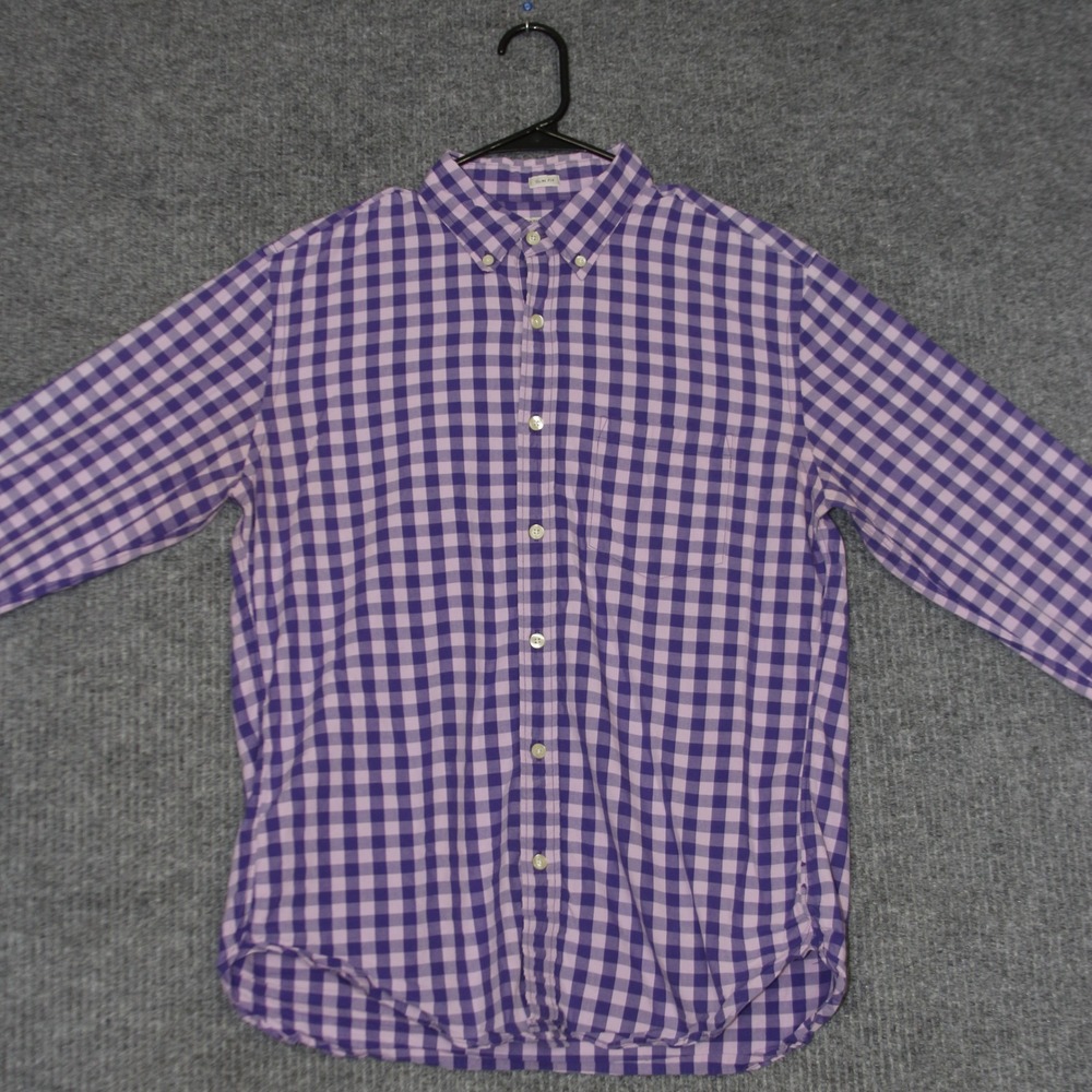 J Crew Shirt Mens M Purple Pink Tailored Fit Gingham Button Down Smart Slim Fit